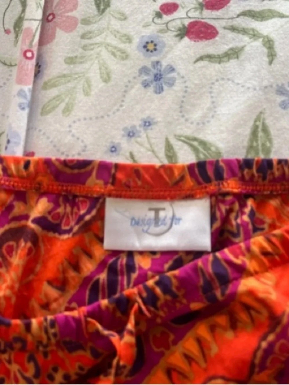 SHEIN Orange and Purple Diagonal Print Mini Skirt